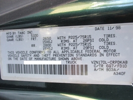 1999 TOYOTA TACOMA SR5 GREEN XTRA CAB 3.4L AT 4WD Z16161